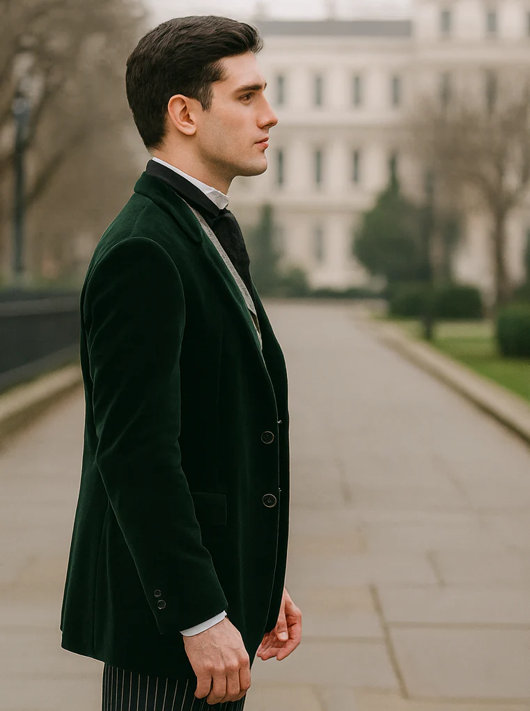 Emerald Velvet Roderick Smoking Jacket – Luxurious Men's Wear - Image 3