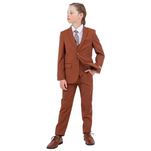 Exclusive Stacy Adams 5pc Boys Suit Slim-Fit, Light Brown - Image 3
