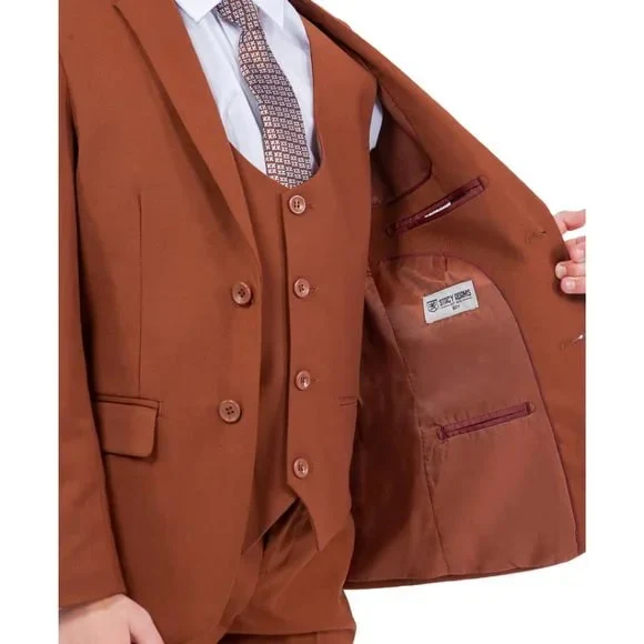 Exclusive Stacy Adams 5pc Boys Suit Slim-Fit, Light Brown - Image 5