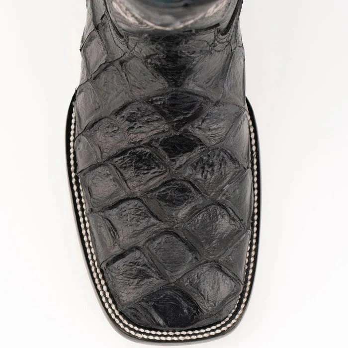 Ferinni Boot - Mens Dress Cowboy Boot  - Ferrini Bronco Men's Print Pirarucu Fish Boots Handcrafted Black  in Black Color - Image 3