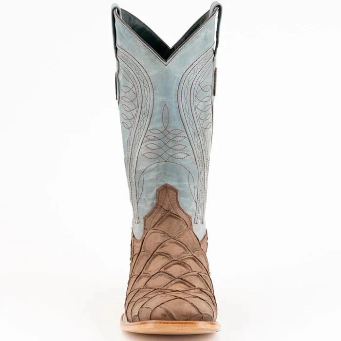 Ferinni Boot - Mens Dress Cowboy Boot - Ferrini Bronco Men's Print Pirarucu Fish Boots Handcrafted Brown in Brown Color - Image 3