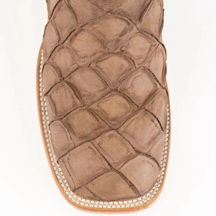 Ferinni Boot - Mens Dress Cowboy Boot - Ferrini Bronco Men's Print Pirarucu Fish Boots Handcrafted Brown in Brown Color - Image 5