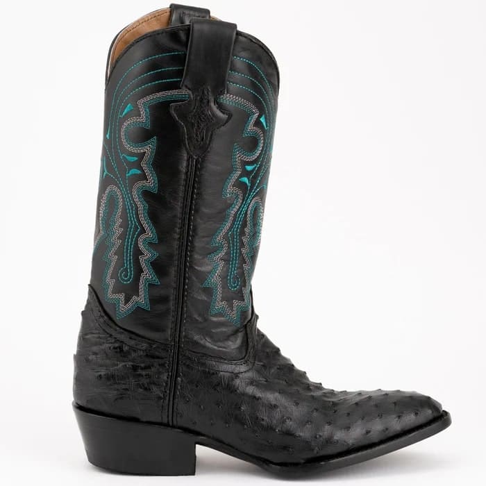 Ferinni Boot - Mens Dress Cowboy Boot  - Ferrini Men's Colt Full Quill Ostrich Boots Handcrafted - Black   in Black - Image 3