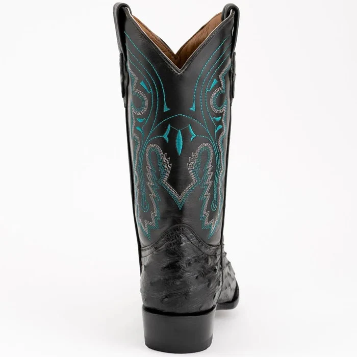 Ferinni Boot - Mens Dress Cowboy Boot  - Ferrini Men's Colt Full Quill Ostrich Boots Handcrafted - Black   in Black - Image 4