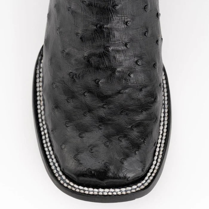 Ferinni Boot - Mens Dress Cowboy Boot  - Ferrini Men's Colt Full Quill Ostrich Square Toe Boots Handcrafted - Black - Image 4