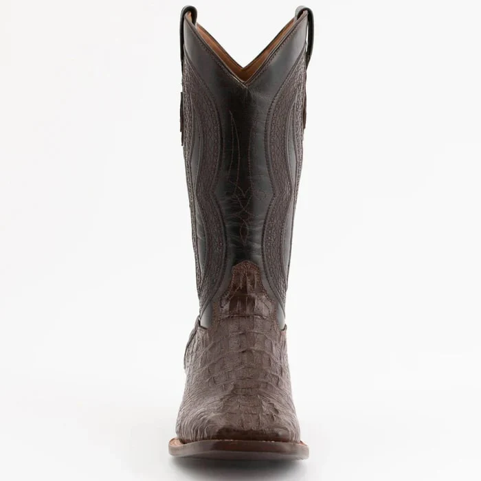 Ferinni Boot - Mens Dress Cowboy Boot  - Ferrini Men's Dakota Hornback Caiman Boots - Square Toe Handcrafted Brown - Image 2
