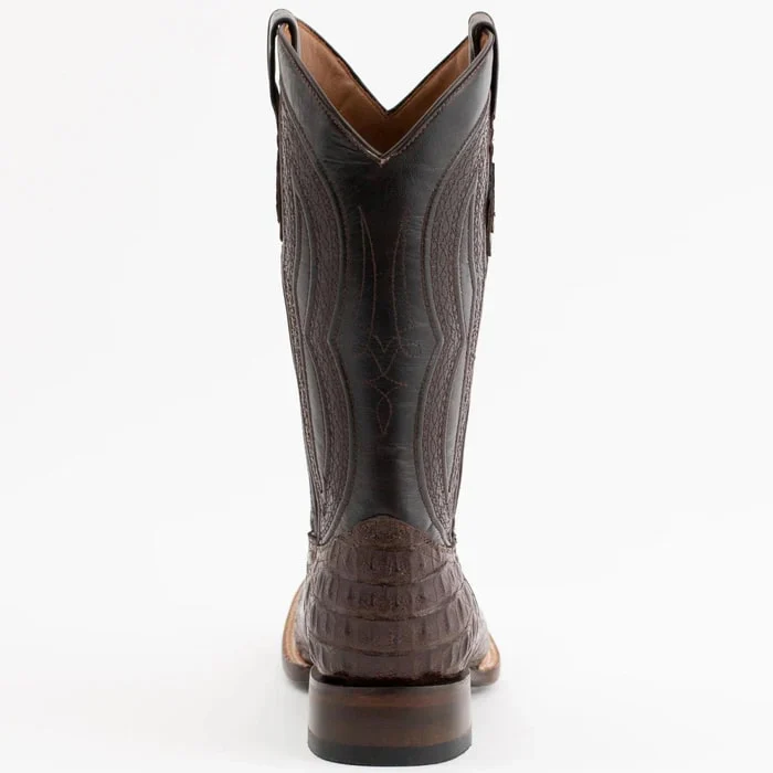 Ferinni Boot - Mens Dress Cowboy Boot  - Ferrini Men's Dakota Hornback Caiman Boots - Square Toe Handcrafted Brown - Image 3