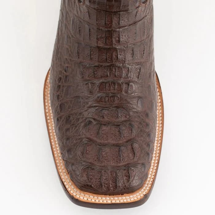Ferinni Boot - Mens Dress Cowboy Boot  - Ferrini Men's Dakota Hornback Caiman Boots - Square Toe Handcrafted Brown - Image 4