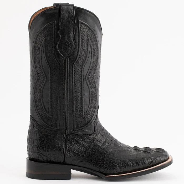Ferinni Boot - Mens Dress Cowboy Boot  - Ferrini Men's Dakota Hornback Caiman Western Boots - Square Toe Handcrafted Black  in Black - Image 5