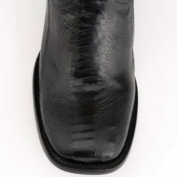 Ferinni Boot - Mens Dress Cowboy Boot  - Ferrini Men's Nash Ostrich Leg Boots Handcrafted - Black  in Black Color - Image 2