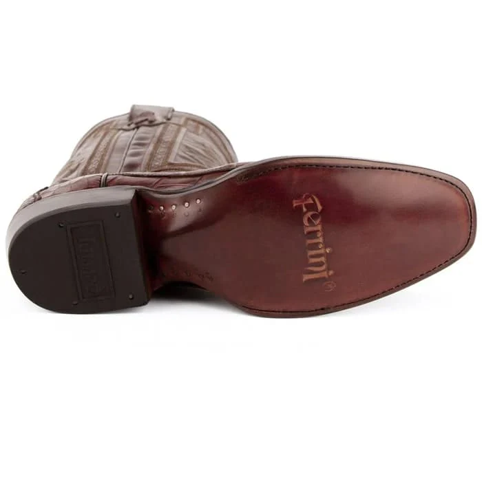 Ferinni Boot - Mens Dress Cowboy Boot - Ferrini Men's Stallion Alligator Belly Boots French Toe Handcrafted Chocolate in Chocolate - Image 5