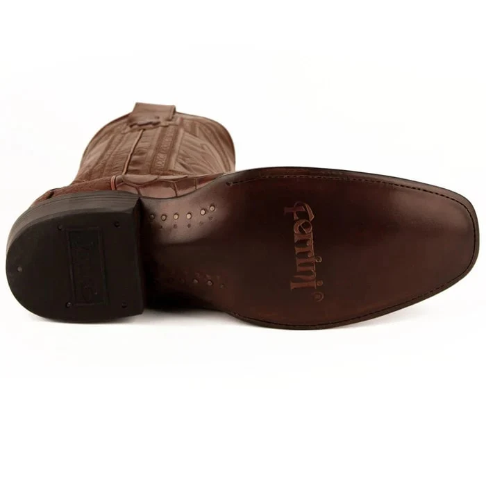 Ferinni Boot - Mens Dress Cowboy Boot  - Ferrini Men's Stallion Alligator Belly Boots French Toe Handcrafted Cognac in Cognac - Image 4
