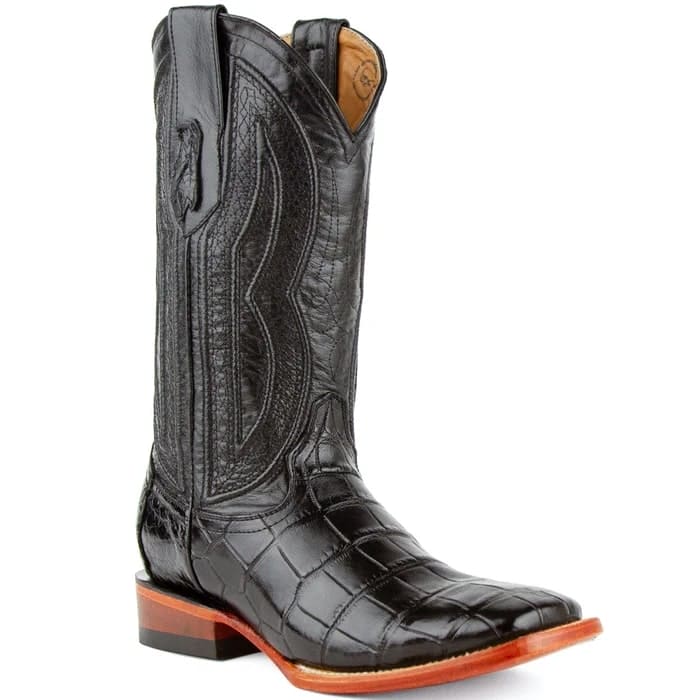 Ferinni Boot - Mens Dress Cowboy Boot  - Ferrini Men's Stallion Alligator Belly Boots Square Toe Black in Black - Image 3