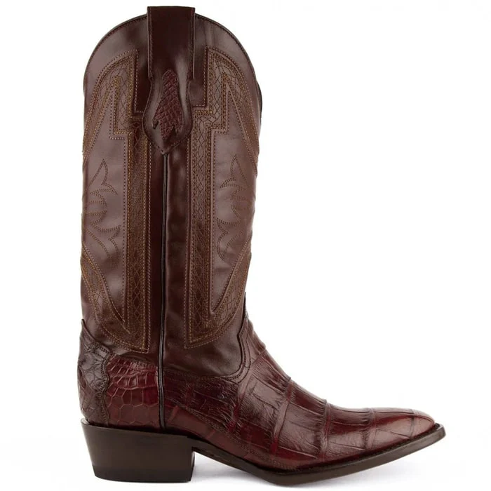 Ferinni Boot - Mens Dress Cowboy Boot  - Ferrini Men's Stallion Alligator  Boots French Toe Handcrafted Chocolate in  Chocolate - Image 4