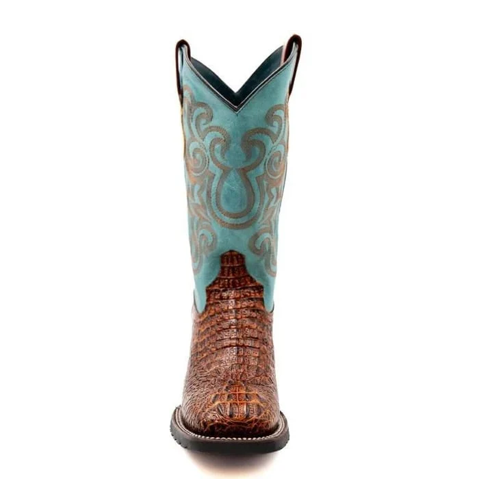 Ferinni Boot - Mens Dress Cowboy Boot  - Ferrini Stampede Men's Print Crocodile Boots Handcrafted Sport Rust in   Rust Color - Image 3