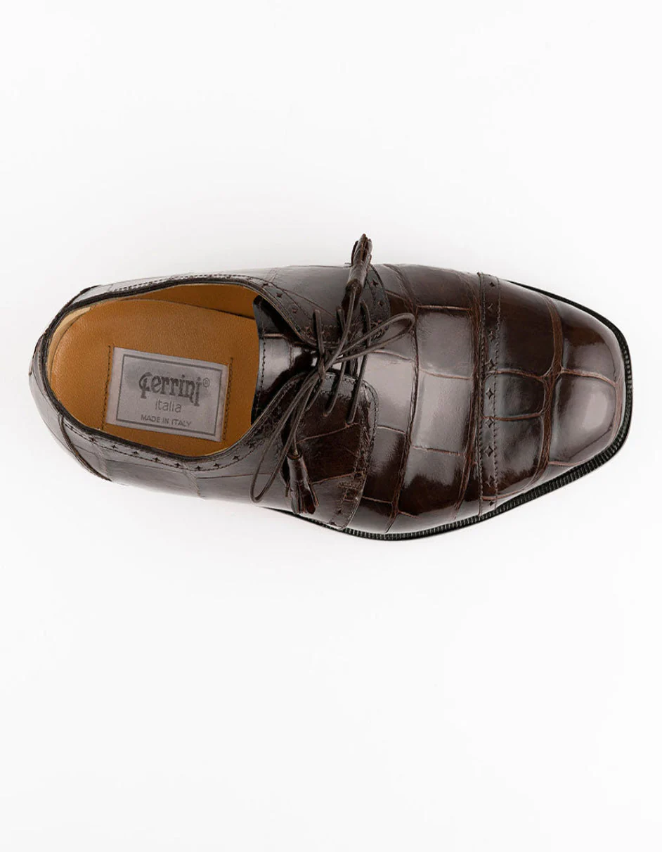 Ferrini 3798 Alligator Cap Toe Shoes Chocolate - Image 2