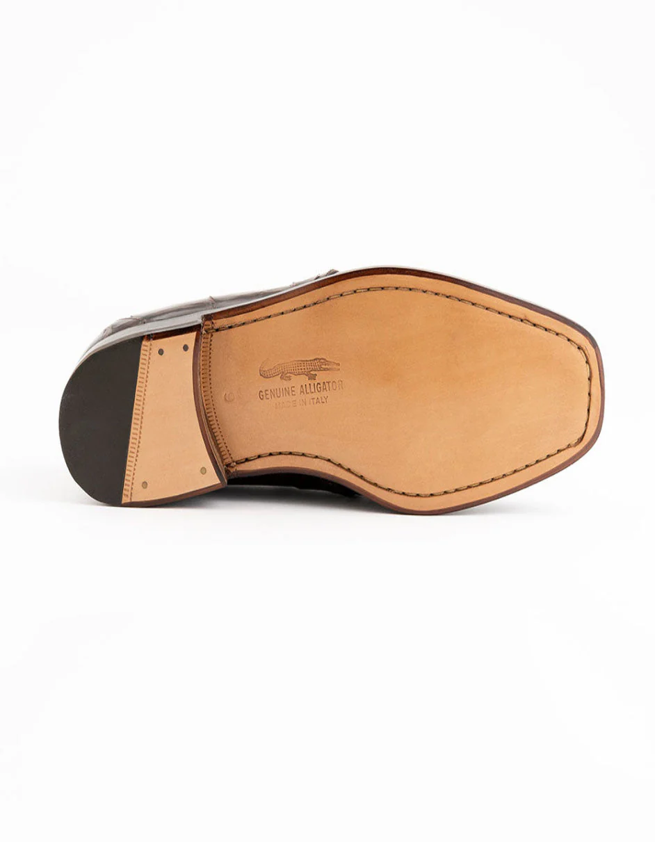 Ferrini 3798 Alligator Cap Toe Shoes Chocolate - Image 3