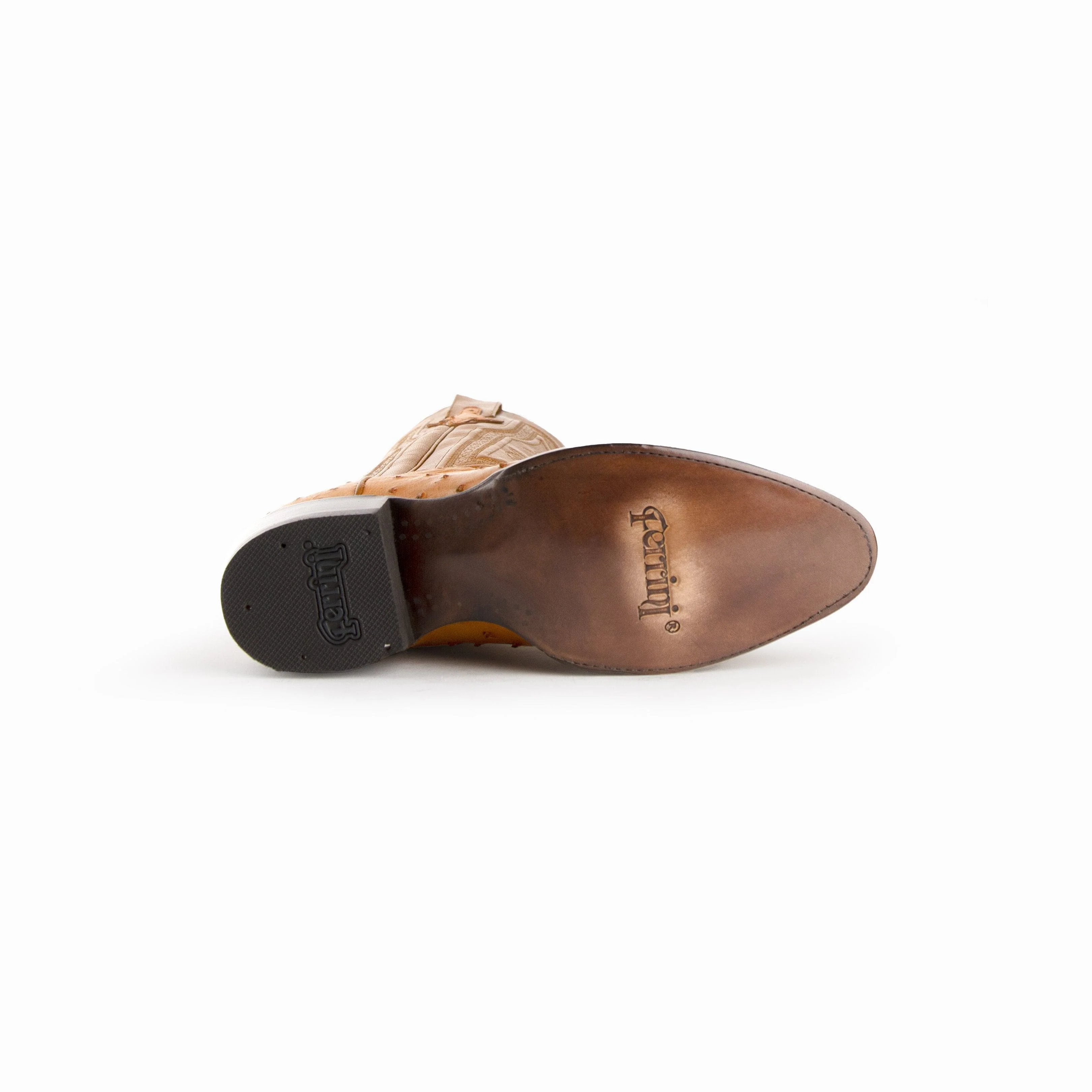 Ferrini Colt Ostrich Quill Medium Round Toe Cowboy Boot in Cognac - Image 6