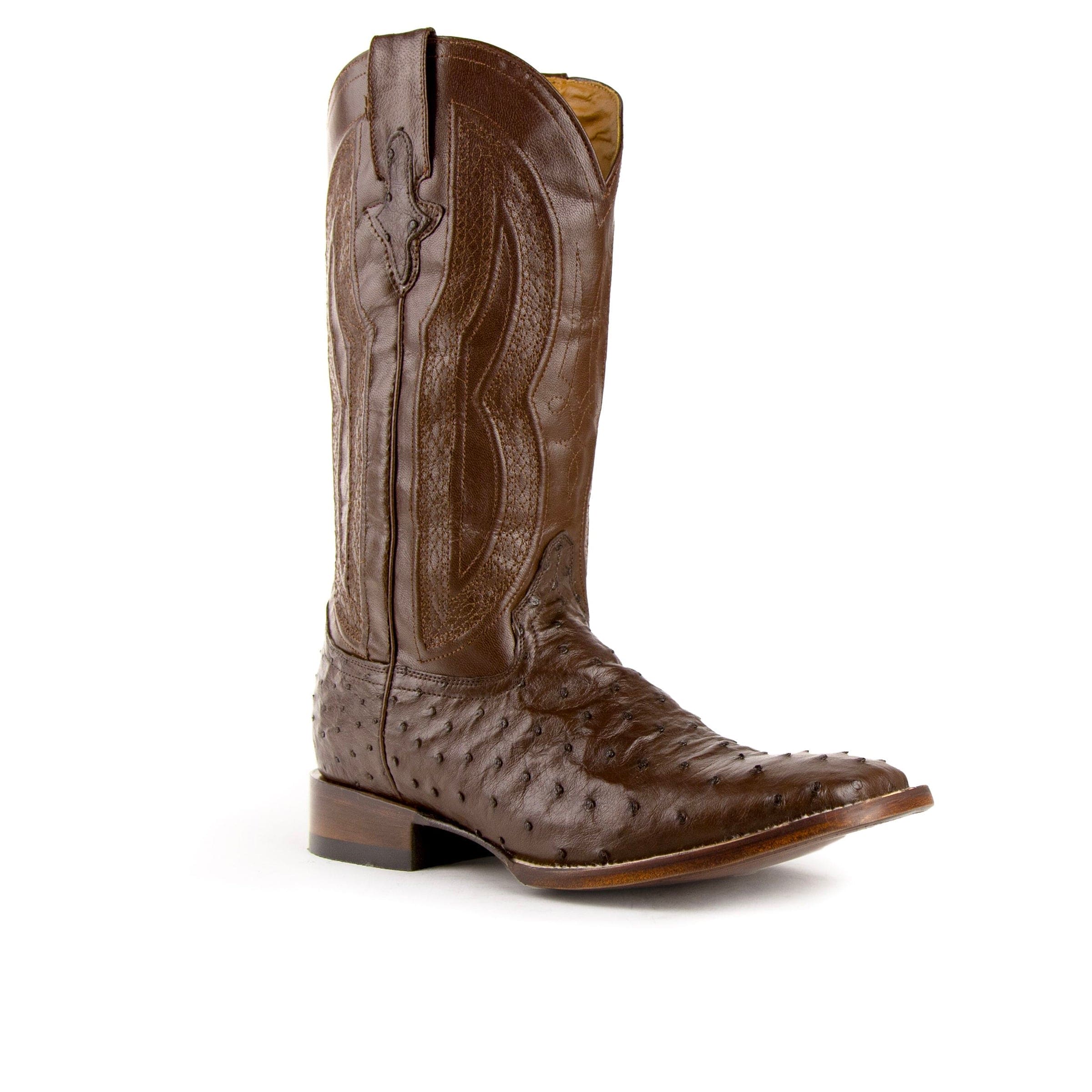 Ferrini Colt Ostrich Quill Square Toe Cowboy Boot in Brown