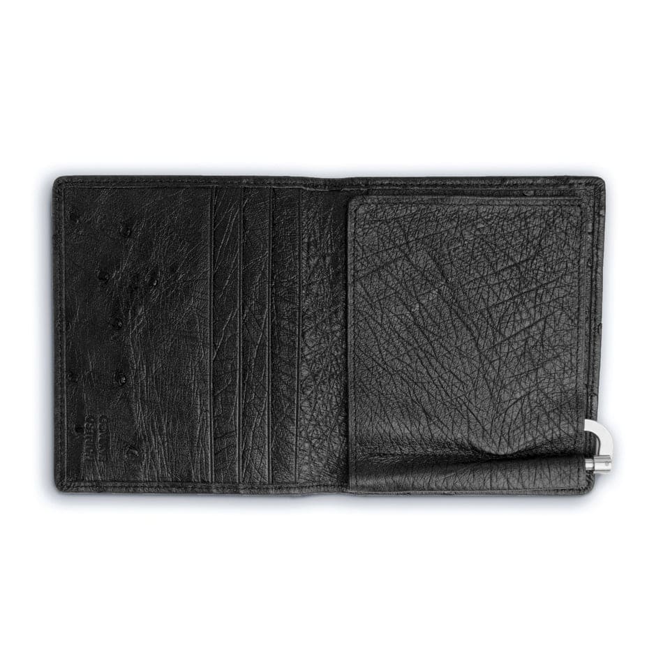 Ferrini Full Quill Ostrich Money Clip Black - Image 2
