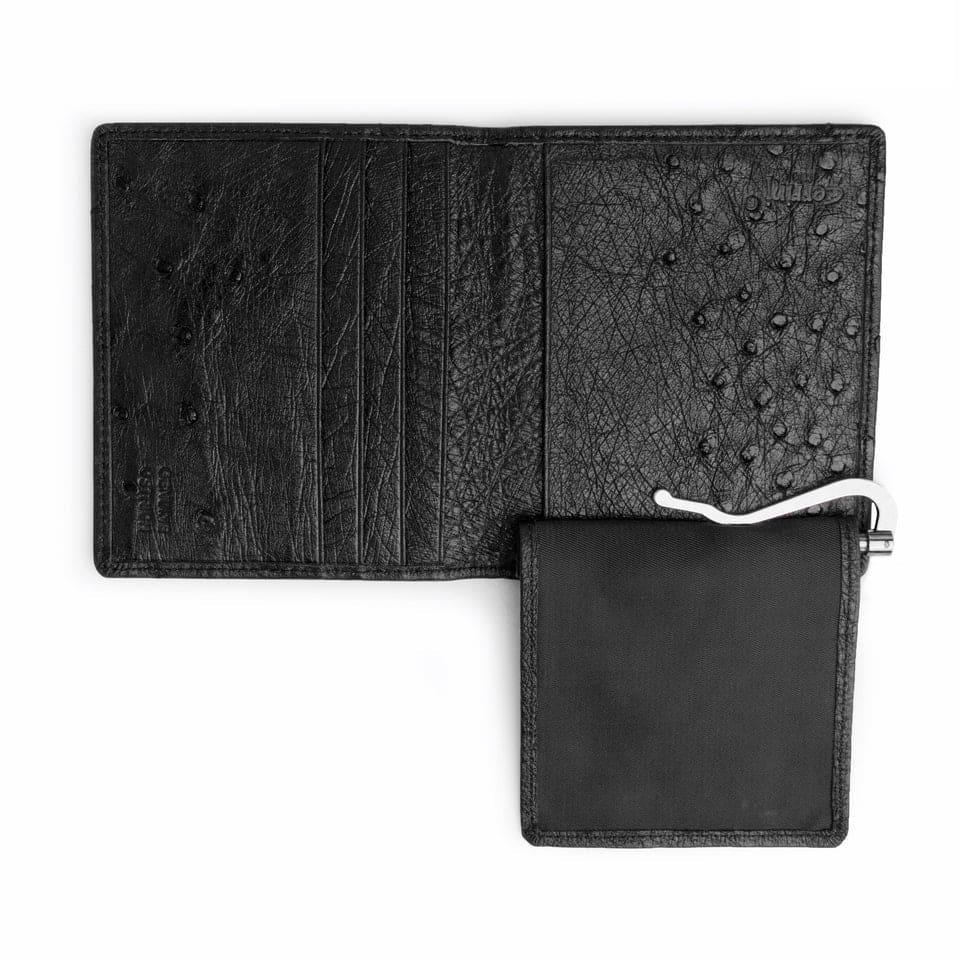 Ferrini Full Quill Ostrich Money Clip Black - Image 4