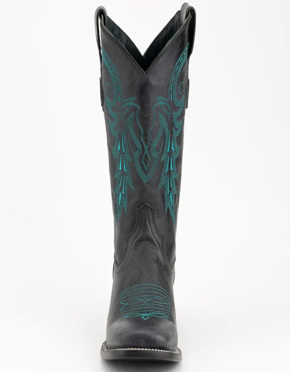 Ferrini Men's Blaze Leather Square Toe Boots Handcrafted - Black - Image 5