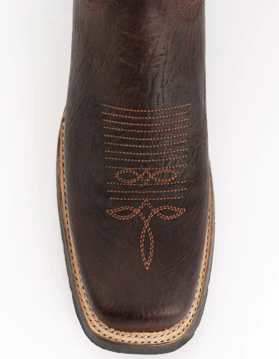 Ferrini Men's Blaze Leather Square Toe Boots Handcrafted - Chocolate - Image 2