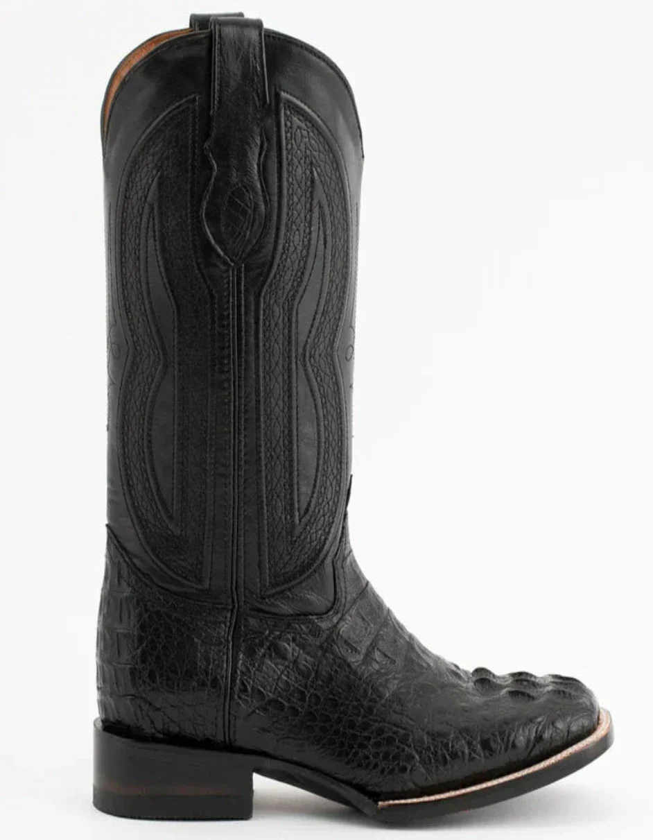 Ferrini Men's Dakota Hornback Caiman Western Boots - Square Toe Handcrafted Black - Image 3