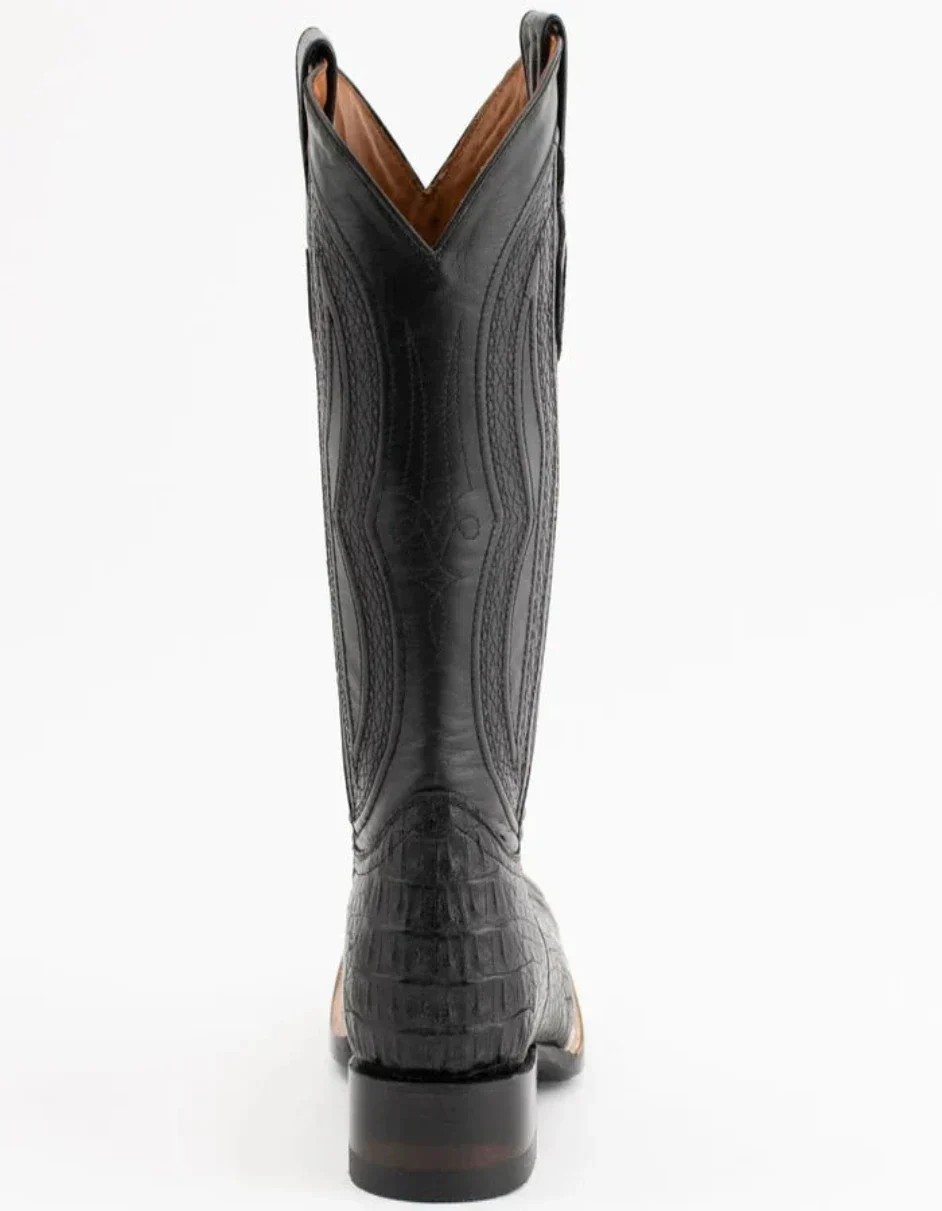 Ferrini Men's Dakota Hornback Caiman Western Boots - Square Toe Handcrafted Black - Image 4