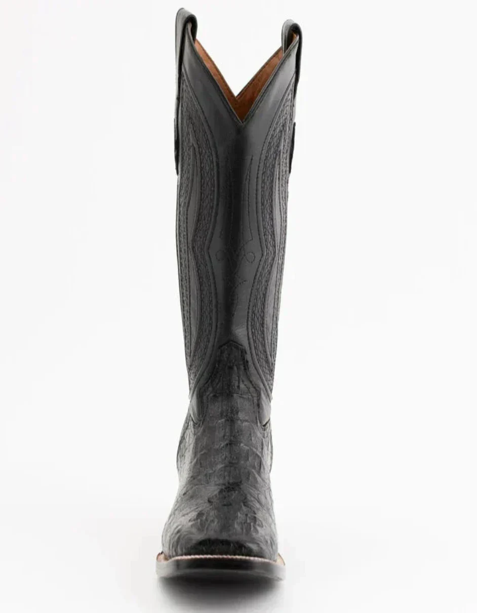 Ferrini Men's Dakota Hornback Caiman Western Boots - Square Toe Handcrafted Black - Image 5