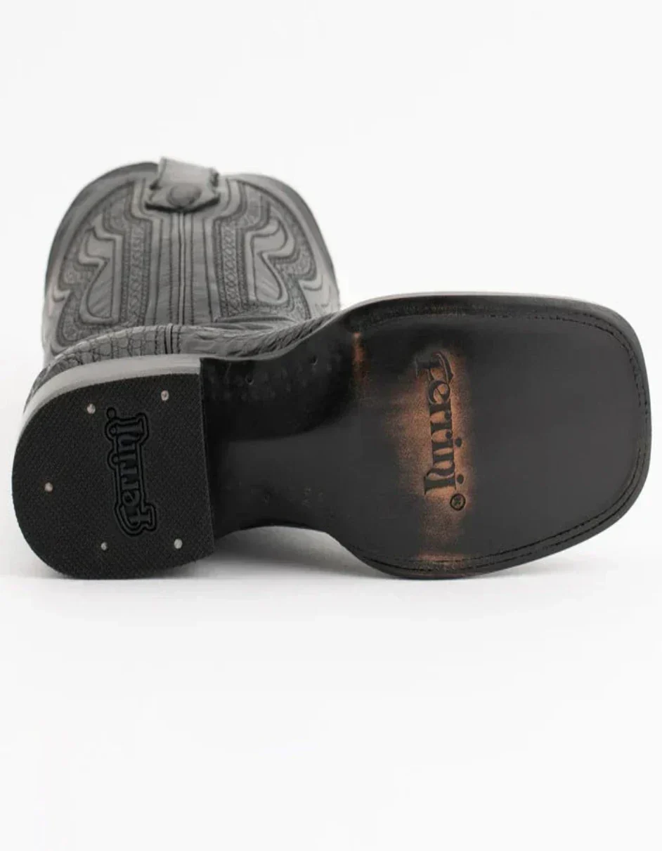 Ferrini Men's Dakota Hornback Caiman Western Boots - Square Toe Handcrafted Black - Image 6