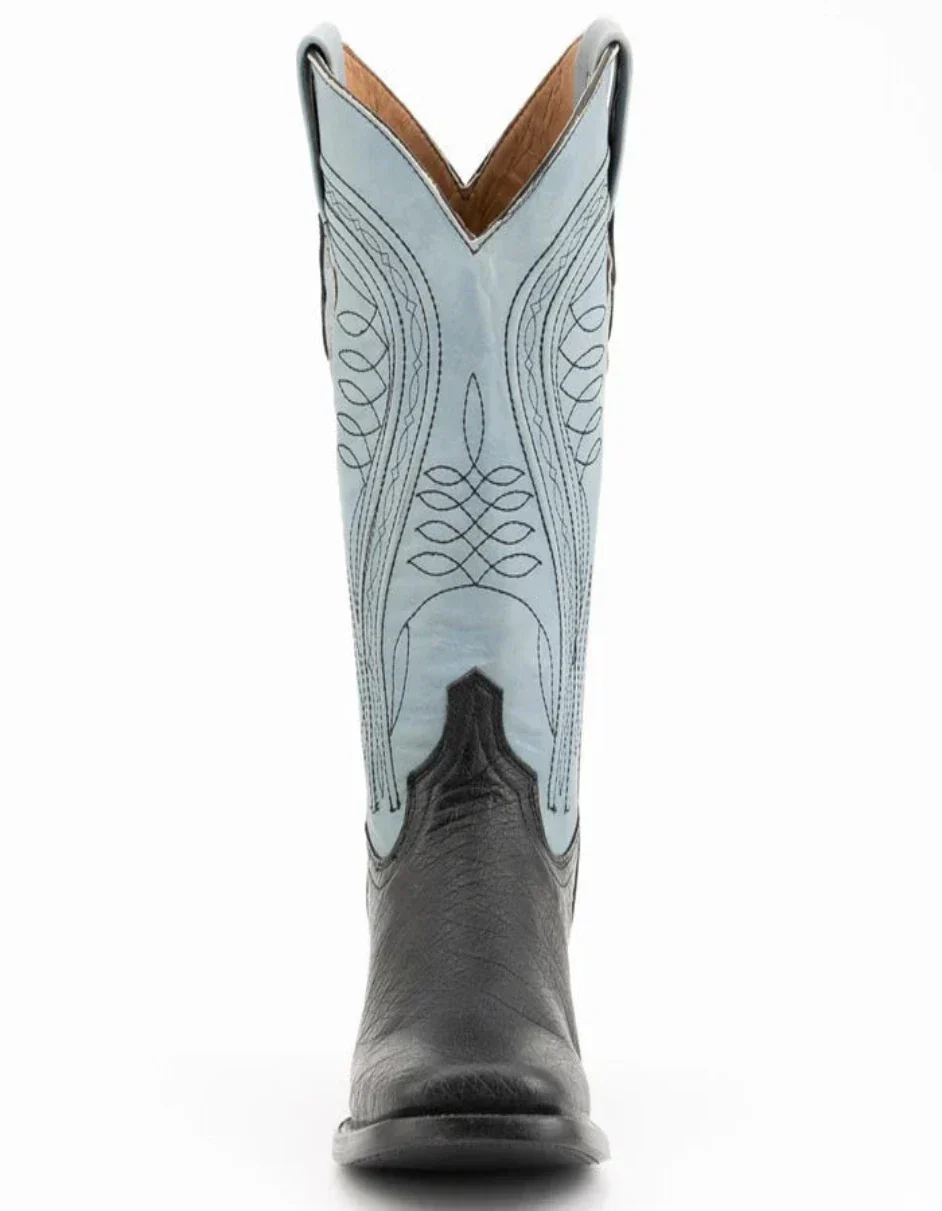 Ferrini Men's Morgan Smooth Ostrich Square Toe Boots Handcrafted - Black 1029304 - Image 5