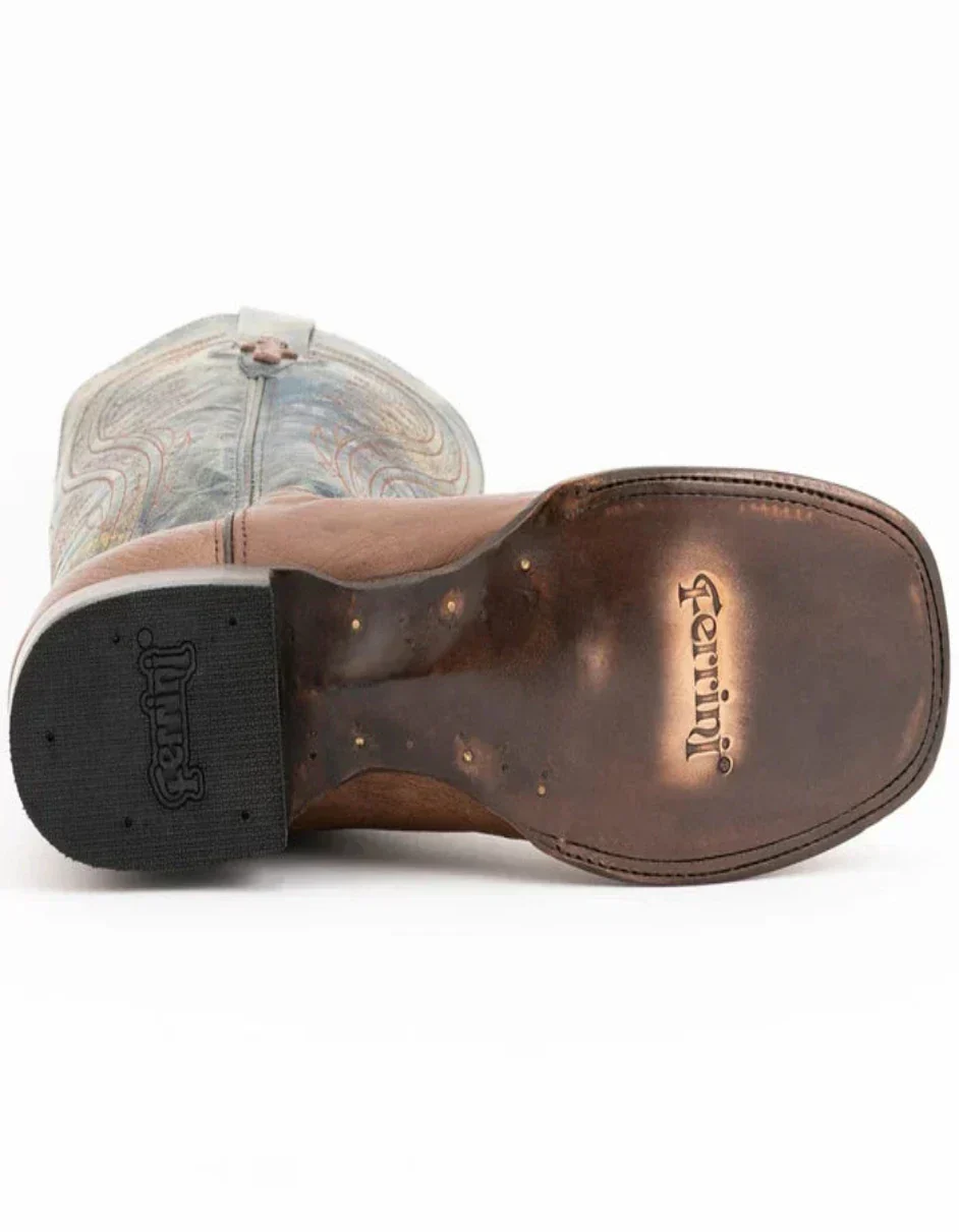 Ferrini Men's Morgan Smooth Ostrich Square Toe Boots Handcrafted - Kango Brown 1029307 - Image 6