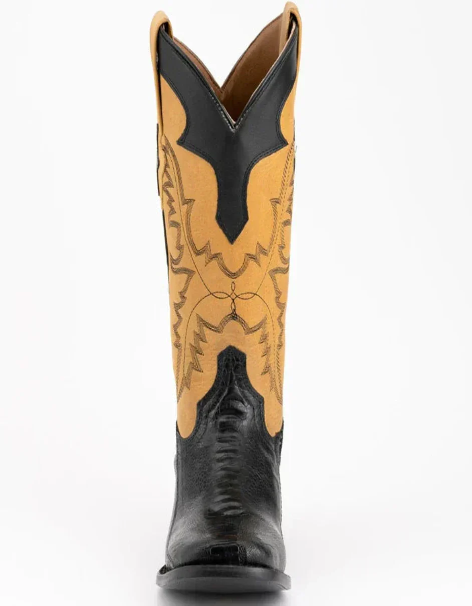 Ferrini Men's Nash Ostrich Leg Boots Handcrafted - Black - Image 4