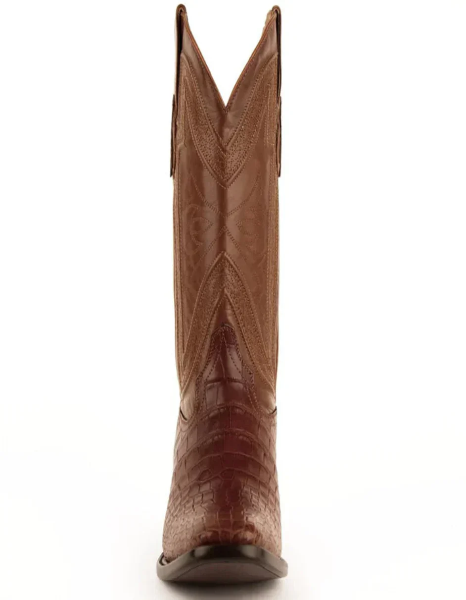 Ferrini Men's Stallion Alligator Belly Boots Narrow Square Toe Handcrafted Cognac 1077102 - Image 5
