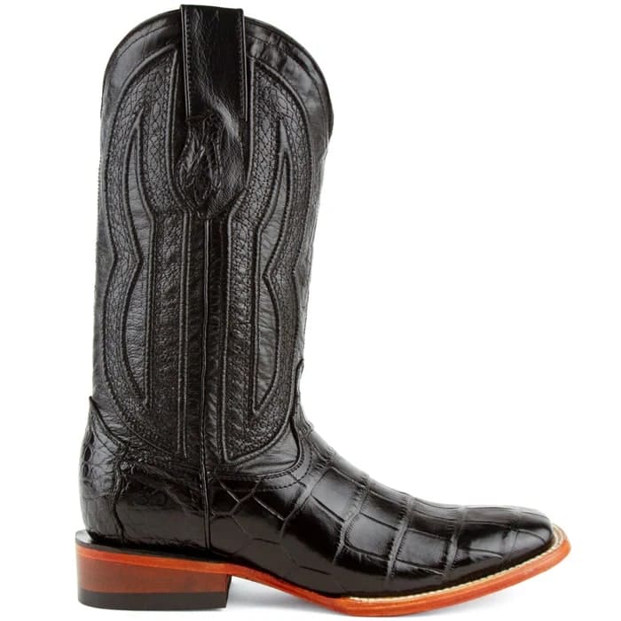 Ferrini Men's Stallion Alligator Belly Boots Square Toe Black - Image 4