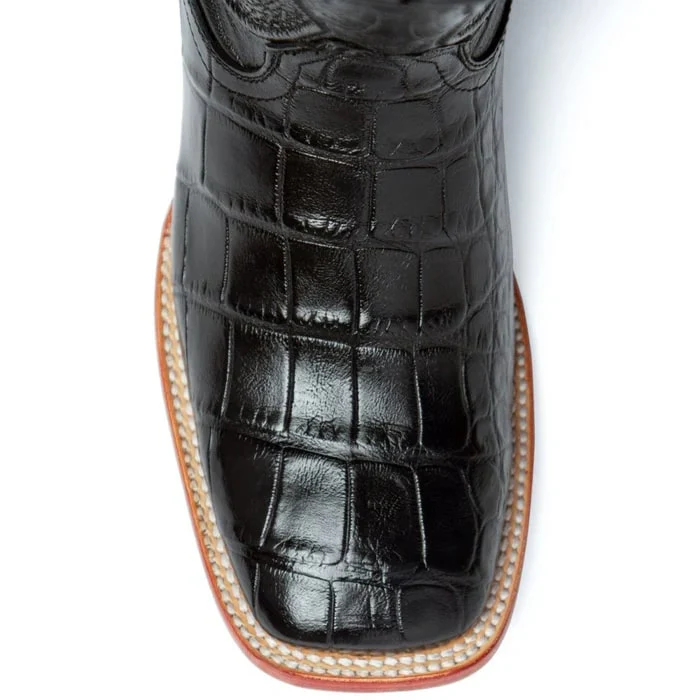 Ferrini Men's Stallion Alligator Belly Boots Square Toe Black - Image 5