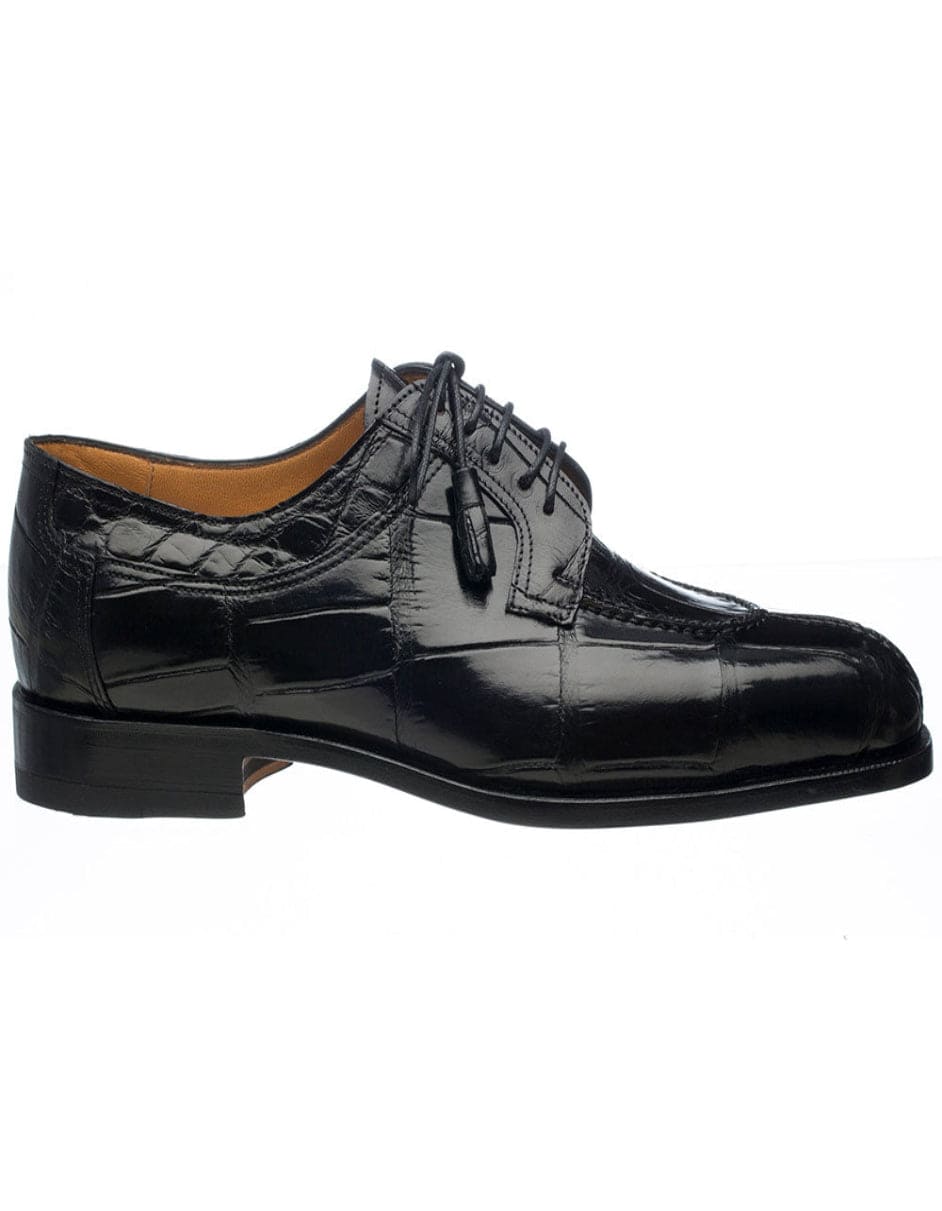 Ferrini Shoes - Mens Alligator Dress Shoe - Ferrini 3520 Belly Alligator Split Toe Black Shoes - Image 3