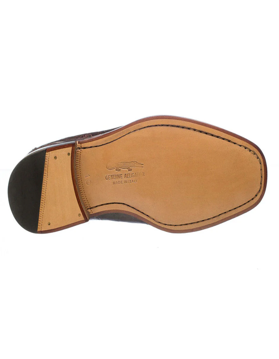 Ferrini Shoes - Mens Alligator Dress Shoe - Ferrini 3520 Belly Alligator Split Toe Shoes Chocolate - Image 2