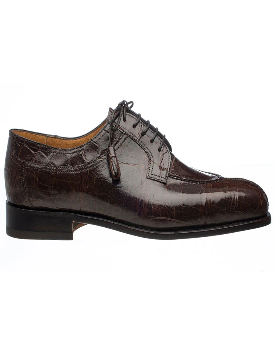 Ferrini Shoes - Mens Alligator Dress Shoe - Ferrini 3520 Belly Alligator Split Toe Shoes Chocolate - Image 3