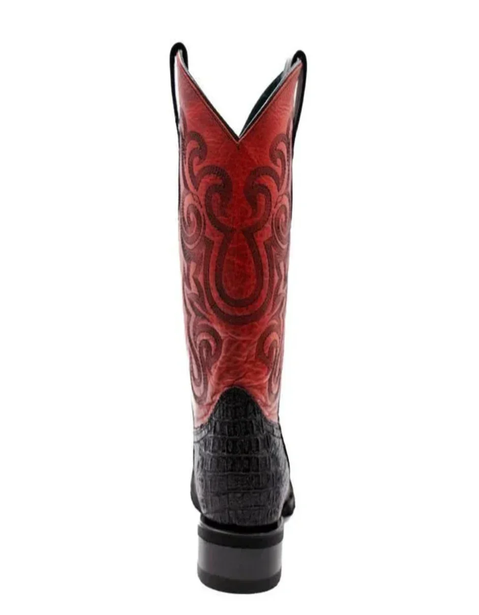 Ferrini Stampede Men's Print Crocodile Boots Handcrafted Black - Image 3