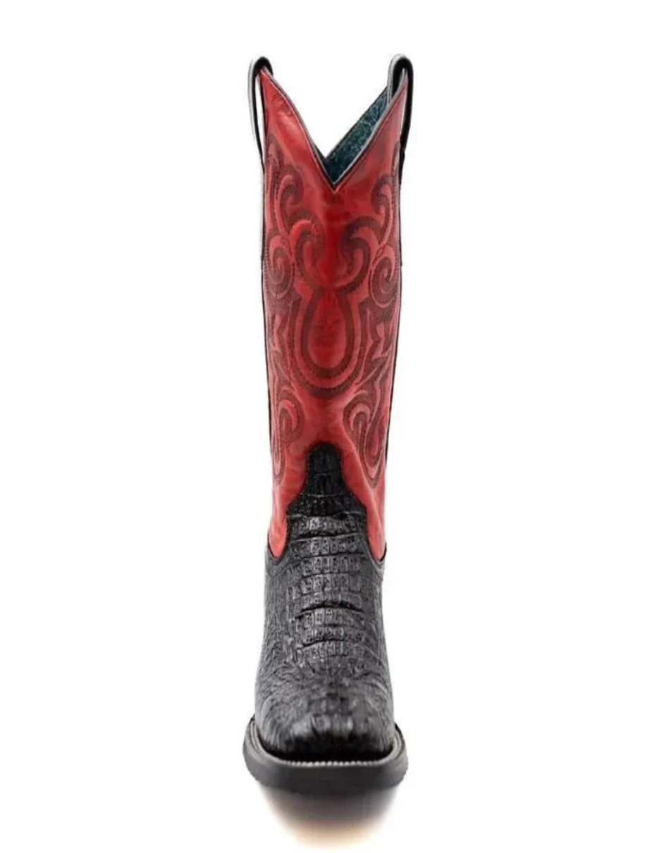Ferrini Stampede Men's Print Crocodile Boots Handcrafted Black - Image 4