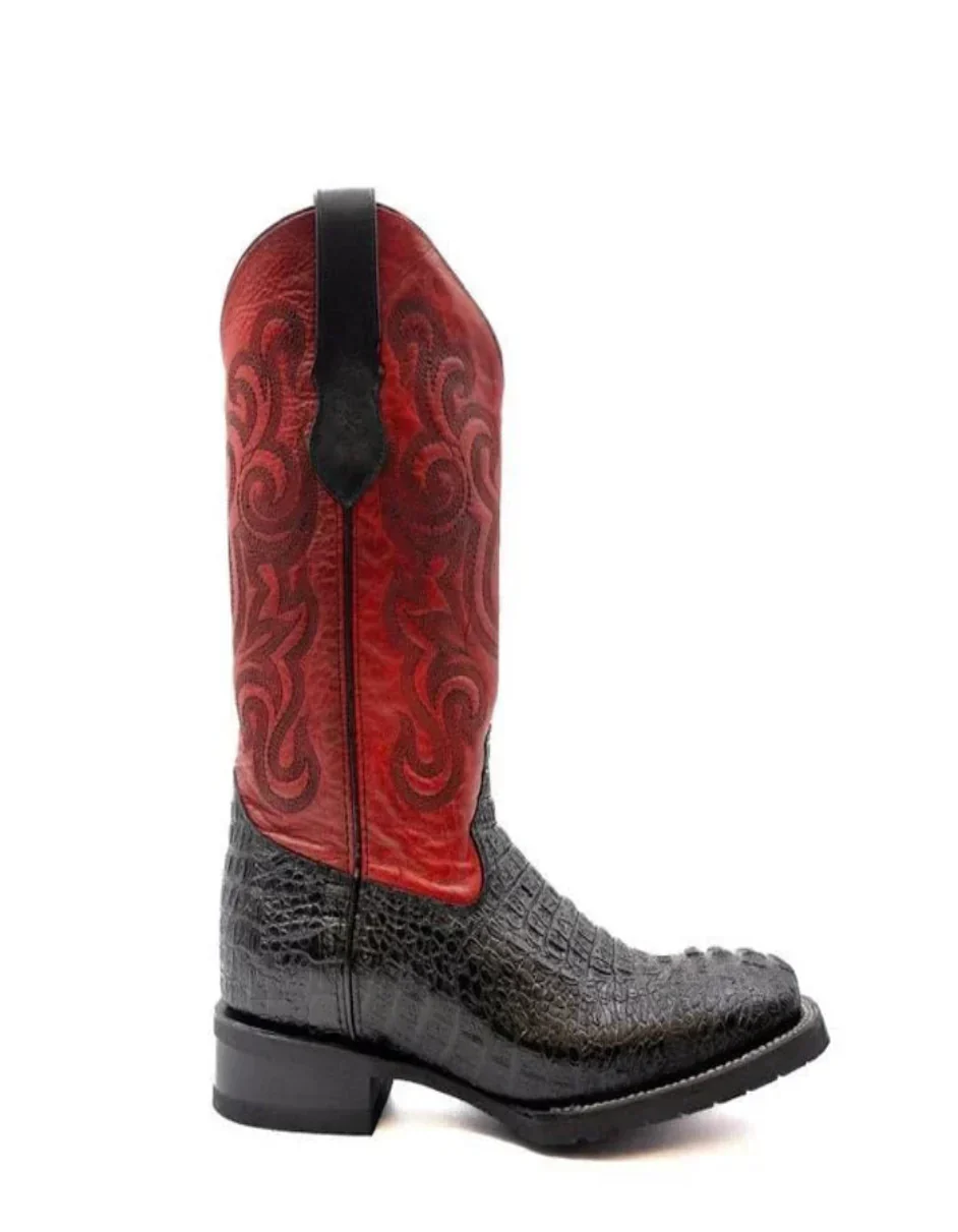 Ferrini Stampede Men's Print Crocodile Boots Handcrafted Black - Image 5