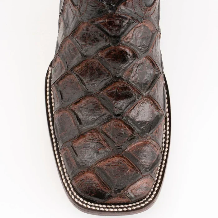 Ferrini Women's Bronco Square Toe Boots Pirarucu Fish Print - Chocolate 9339309 - Image 3