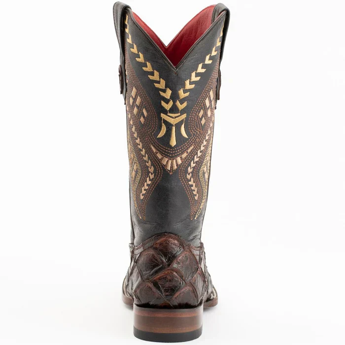 Ferrini Women's Bronco Square Toe Boots Pirarucu Fish Print - Chocolate 9339309 - Image 4