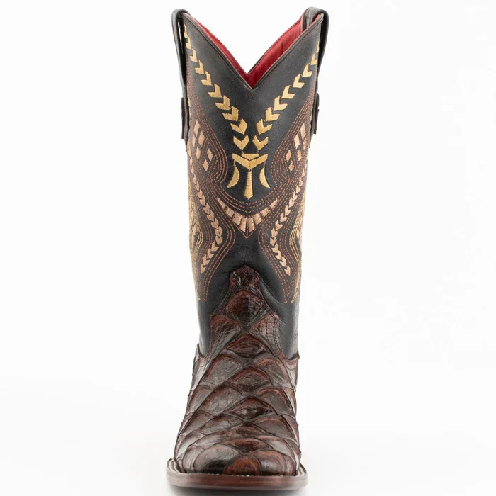 Ferrini Women's Bronco Square Toe Boots Pirarucu Fish Print - Chocolate 9339309 - Image 5
