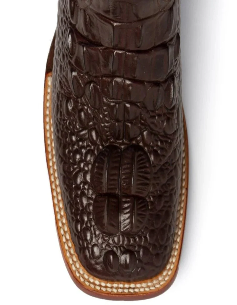 Ferrini Women's Rancher Square Toe Boots Crocodile Print - Chocolate and White - Image 6