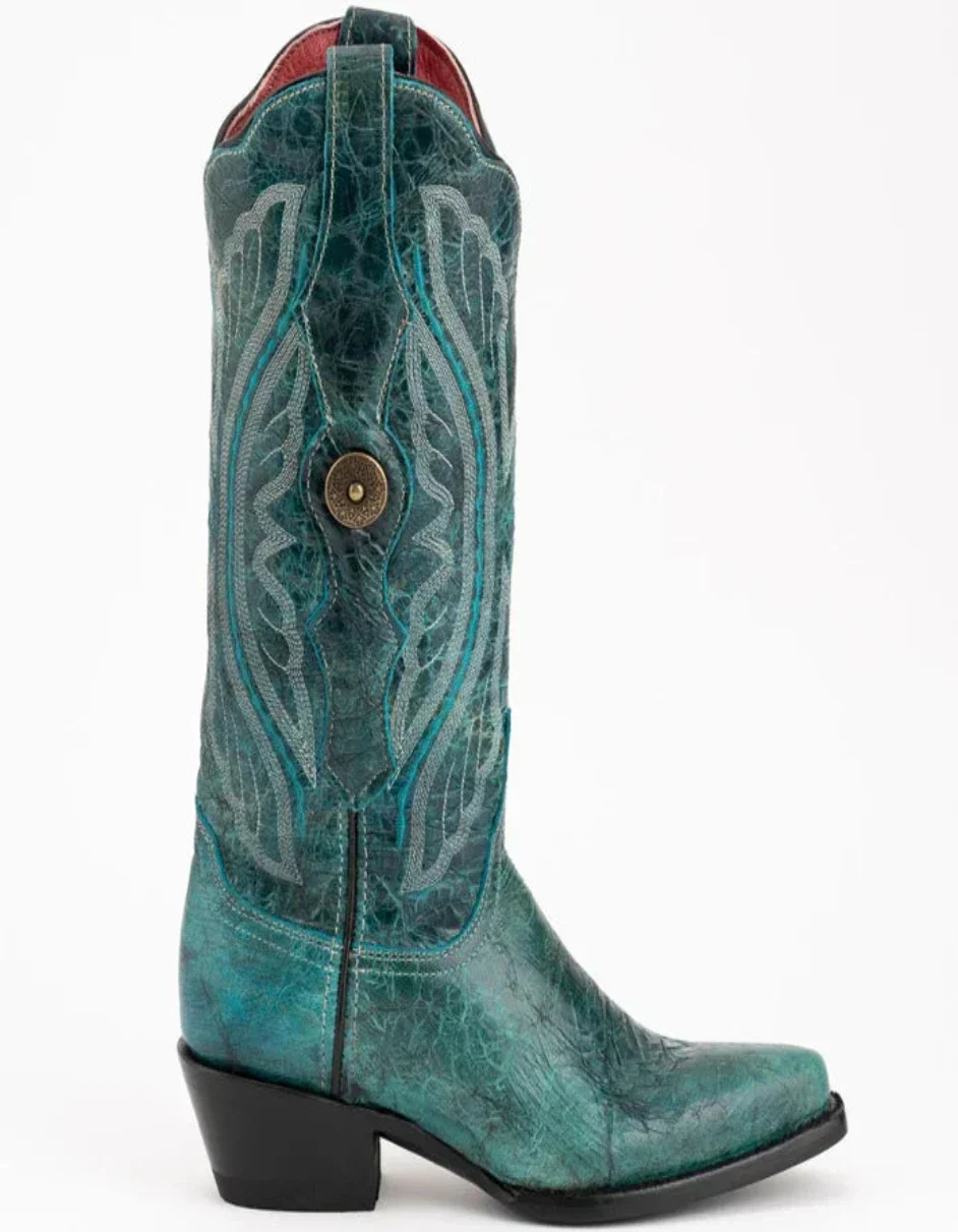 Ferrini Women's Twilight Snip Toe Boots Handcrafted - Teal 8106143 - Image 3