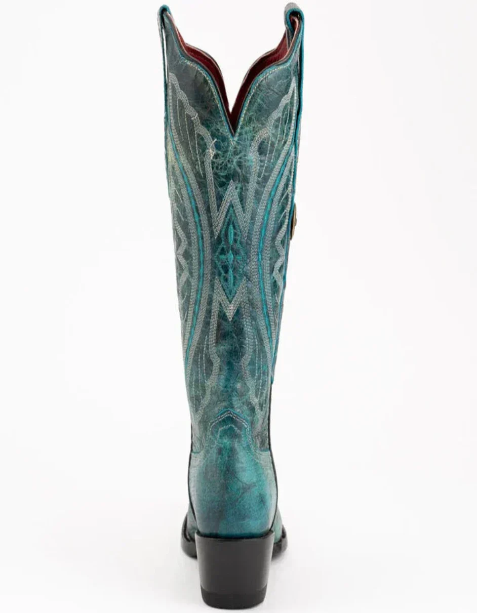 Ferrini Women's Twilight Snip Toe Boots Handcrafted - Teal 8106143 - Image 4