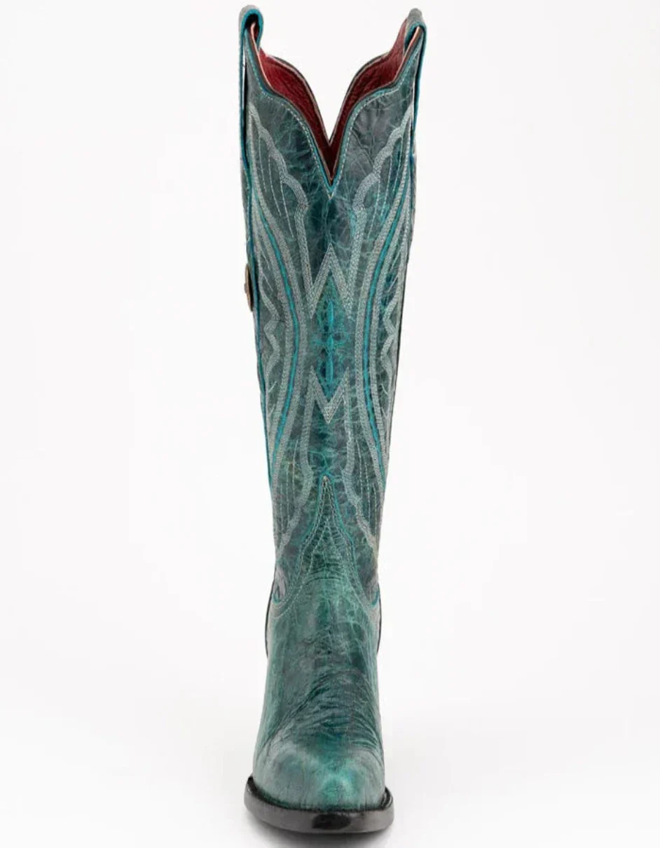 Ferrini Women's Twilight Snip Toe Boots Handcrafted - Teal 8106143 - Image 5